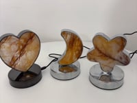 Beautiful Hematoid Quartz LED Table Lamp Moon Heart & Heart Shape Fire Quartz