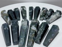 15 Pieces Druzy Moss Agate Geode Wand Points