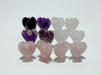 3 Types 2inch Angel Carving Wholesale Clear Quartz & Rose Quartz