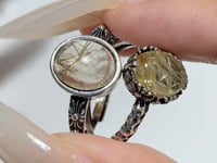 10 Pieces Gold Rutile Quartz Different Styles Sterling Silver Ring