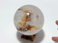 3.4in Fire Quartz Sphere With Moving Bubble Enhydro Quartz