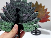 3 Pieces Peacock Wing With Stand Amethyst Mixed Stripe Agate Ruby Zoisite Ocean Jasper