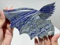 Lapis Lazuli Demon And Angel Wing Carving With Stand