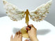 Colorful Aura Quartz Cluster Angel Wing Carving With Stand