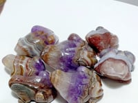 9 Pieces Amethyst Mixed Agate Frog Carving