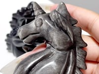 Silver Sheen Obsidian Unicorn Carving Wholesale