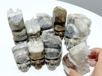 9 Pieces Clear Quartz Cluster Indian Skull Carving