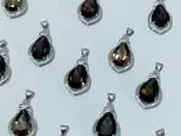 Smoky Quartz Teardrop Cut Faceted Pendant Wholesale #2