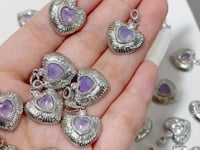 Lavender Quartz Scorolite Heart Cut Faceted Pendant Wholesale