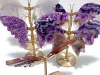 5 Pairs Beautiful Small Butterfly Carving With Stand Lepidolite Chevron Amethyst