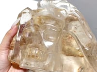Large Clear Quartz Skull Back Rough Carving