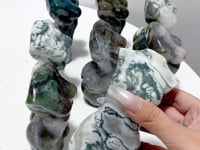 8 Pieces Large Moss Agate Goddess Carving