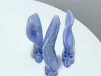 3 Pieces Blue Lace Agate Skull Carving
