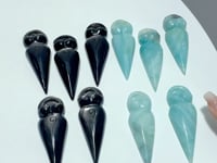 Spiral Goddess Caribbean Calcite Silver Sheen Obsidian Carving