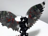 Africa Blood Stone Demon And Angel Wing Carving With Stand