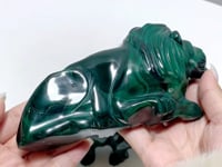 3 Pieces Malachite Lion Carving