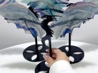 3 Pairs Beautiful Flying Dragon Wing With Stand Rainbow Fluorite