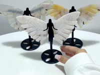 3 Pairs Agate Angel Wing Carving With Stand