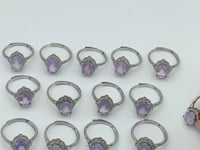 14 Pieces S925 Lavender Quartz Cut Faceted Ring Style #2