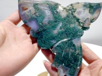 Beautiful Moss Agate Butterfly Wing With Stand