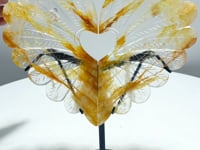 Golden Hematoid Quartz Heart Wing Carving With Stand