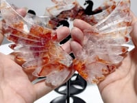 4 Pairs Fire Quartz Beautiful Pegasus Wing Carving With Stand