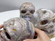 3 Pieces Large Geode Sakura Flower Agate Skull Carving