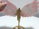 Cute Pink Opal Angel Wing Carving With Stand