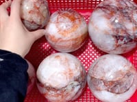 7 Pieces Large Fire Quartz Spheres 3.6-5.3in