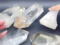 5 Pieces Large Clear Quartz Tower Raw Bottom