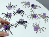 Amethyst Cluster Sphere Spider Ornament Handmade Alloy Spider Wholesale
