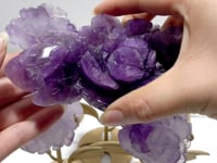 5 Pairs Beautiful Amethyst Flower Carving With Stand