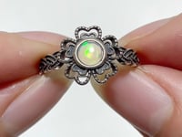 #C4 Silver Rings Flower Wholesale Moonstone Labradorite Opal Golden Rutile