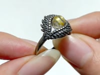 #D8 Silver Rings Eye Shape Wholesale Rutile Labradorite