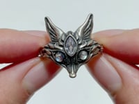#F10 Silver Rings Fox Shape With Labradorite Eye Clear Quartz Wholesale