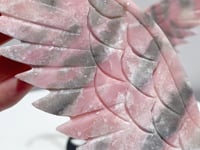 Beautiful Pink Opal Angel Wing Carving With Stand