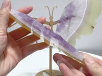 Unique Agate Mixed Amethyst Butterfly Wing Carving With Stand