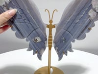 Large Blue Stripe Agate Symmetry Butterfly Carving With Stand