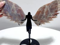 Sunstone Mixed Moonstone Angel Wing Carving With Stand