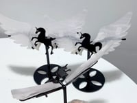 3 Pairs White Calcite Small Pegasus Wing Carving With Stand