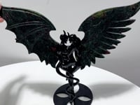 Red Garnet Demon And Angel Wing Carving With Stand