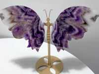 Chevron Amethyst Butterfly Wing Carving With Stand