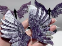 5 Pairs Lepidolite Angel Wing Carving With Stand