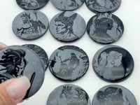 Obsidian Engraved Twelve Olympians Round Slices DIY Accessories Wholesale