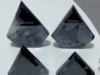 4 Pieces Black Stripe Agate Engraved Olympian Gods Arrow Head Shape