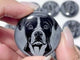 Black Obsidian Engraved Dog Round Slices DIY Accessories Wholesale