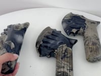 3 Pieces Large Volcanic Agate Ax Carving(UV-Reactive)