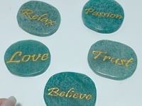 Engraved Amazonite Golden Word Stones Single Words Wholesale