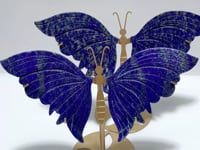 2 Pairs Large Lapis Lazuli Butterfly Carving With Stand