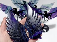 5 Pairs Rainbow Fluorite Pegasus Wing Crystal Carving With Stand